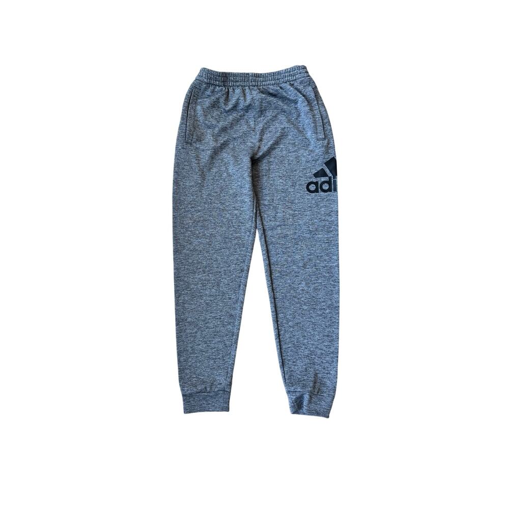 adidas Jogger Sweatpants Youth 14/16 Gray Black Athletic Track Pants Boys
